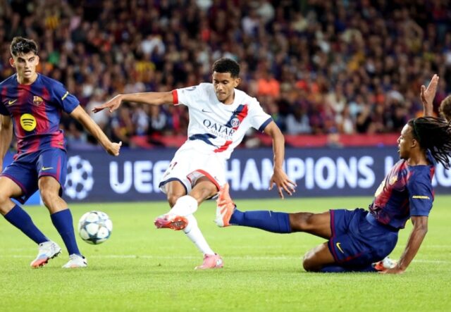 Screenshot_2-10-2025_0114_x.com PSG beat Barcelona 2-1 in Spain with a late Gonçalo Ramos goal.