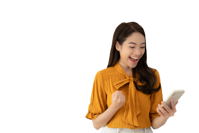 happy-woman-portrait-of-smiling-asia-girl-using-mobile-phone-freelance-out-site-research-copy-space-happy-cheerful-cute-business-positive-energy-female-executive-attractive-expression-free-png