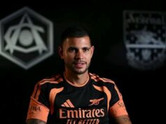 Arsenal Confirm Bruno Guimaraes Transfer From Newcastle United Bruno Guimaraes during an Arsenal media presentation at Emirates Stadium