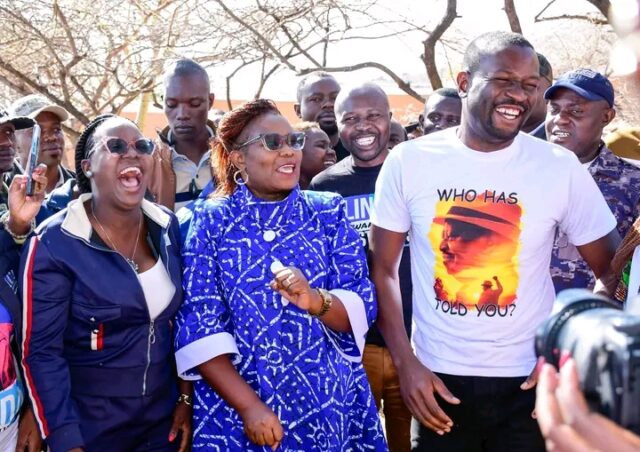 Nairobi Senator Edwin Sifuna is leading opposition figures during the political engagement in Meru Town.