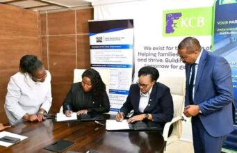 Universities to Get Solar Power Boost Under New KCB Partnership Higher Education PS Beatrice Muganda and KCB Managing Director Annastacia Kimtai during solarisation partnership Credit: File photo