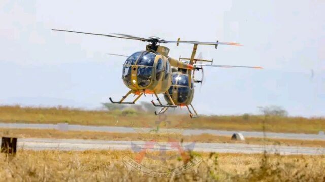 Refurbished MD500 military helicopter donated by South Korea to support Kenya Defence Forces aviation operatio